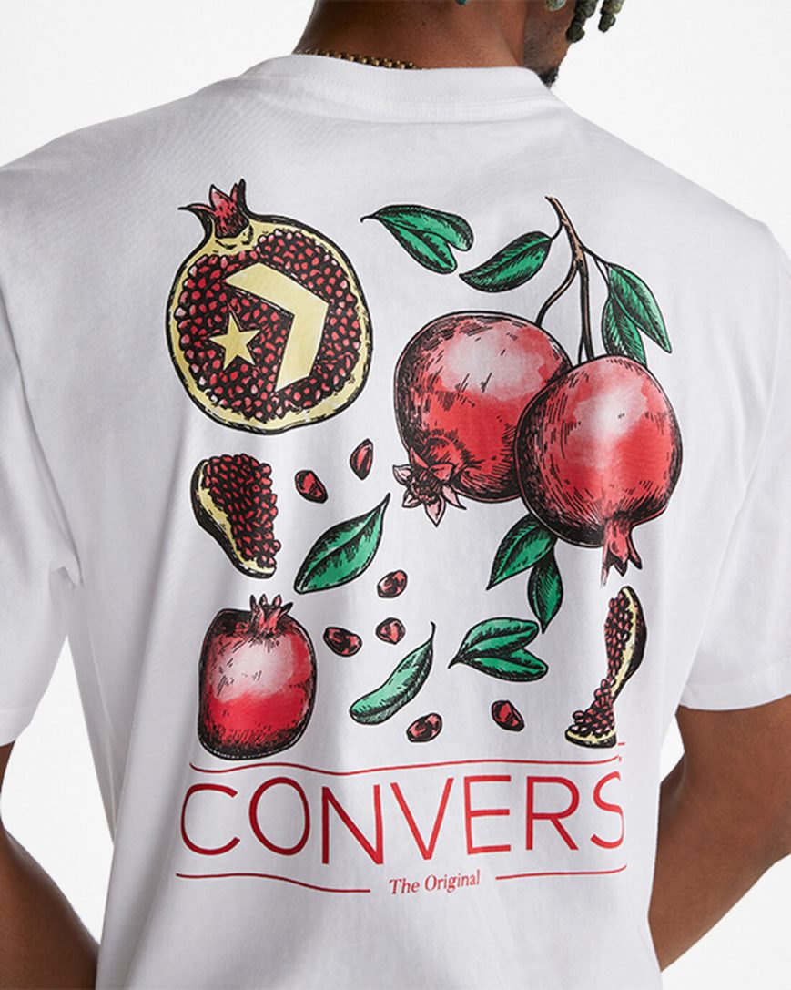 Camiseta Converse Pomegranate Gráficas Masculino Branco | PT L030514